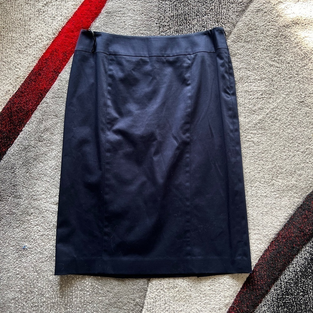 Lafayette 148 New York Navy Minimalist Pencil Skirt